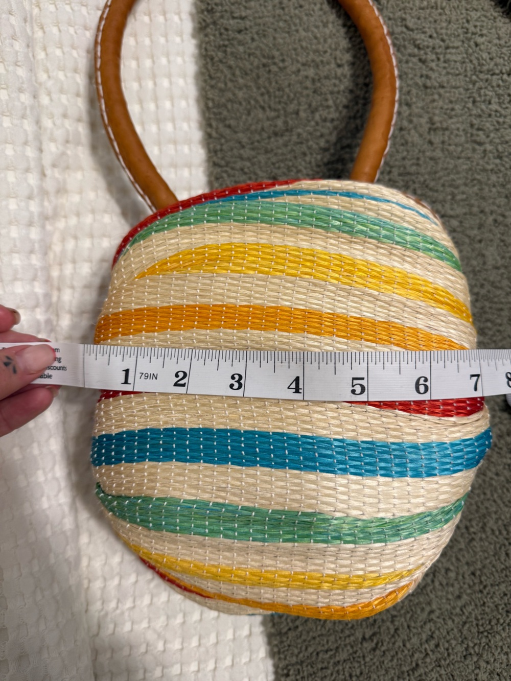 Vintage Woven Straw Top-Handle Bag in Multicolor - Picture 7 of 7
